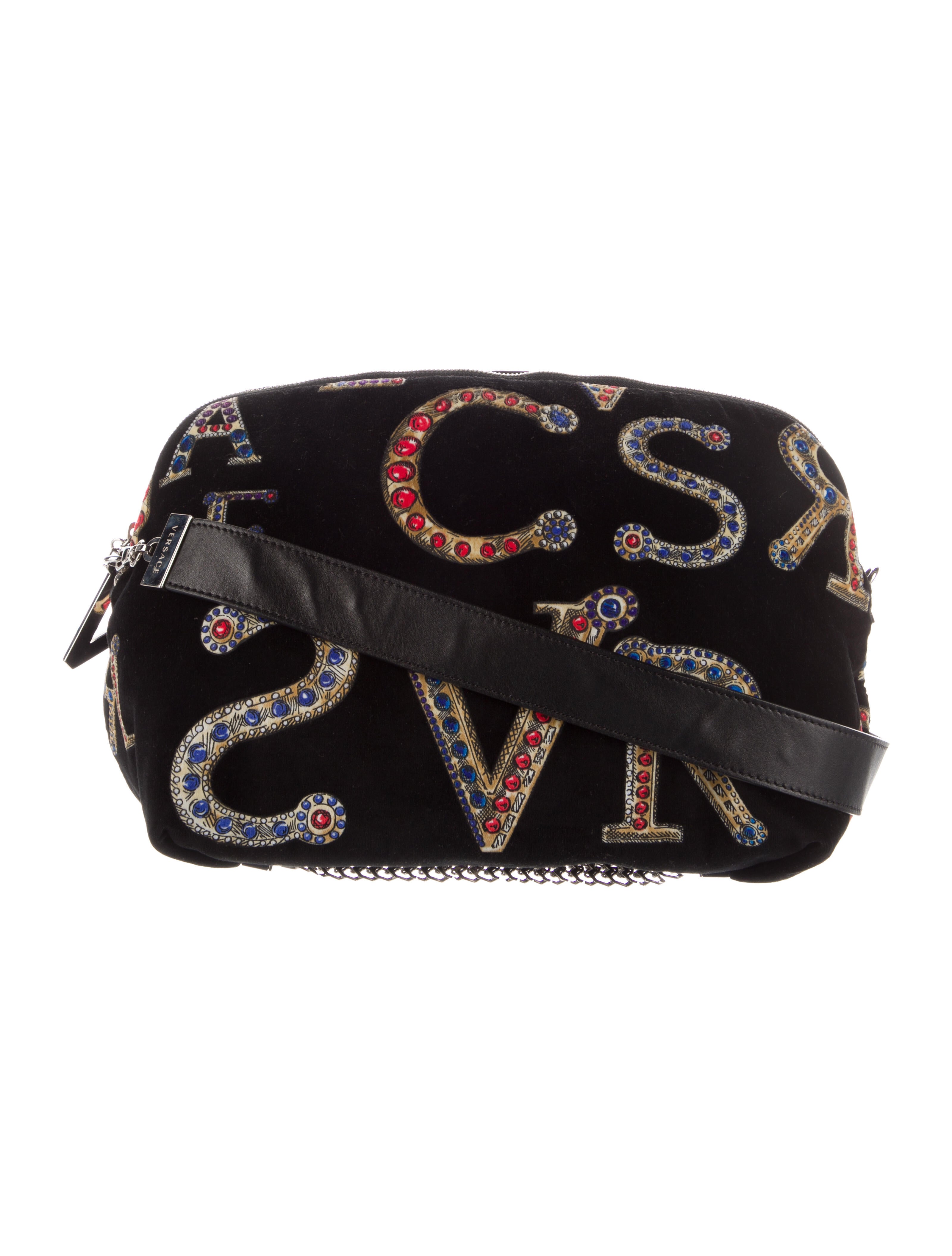 Versace Velvet Printed Crossbody Bag w/ Tags Black Crossbody Bags