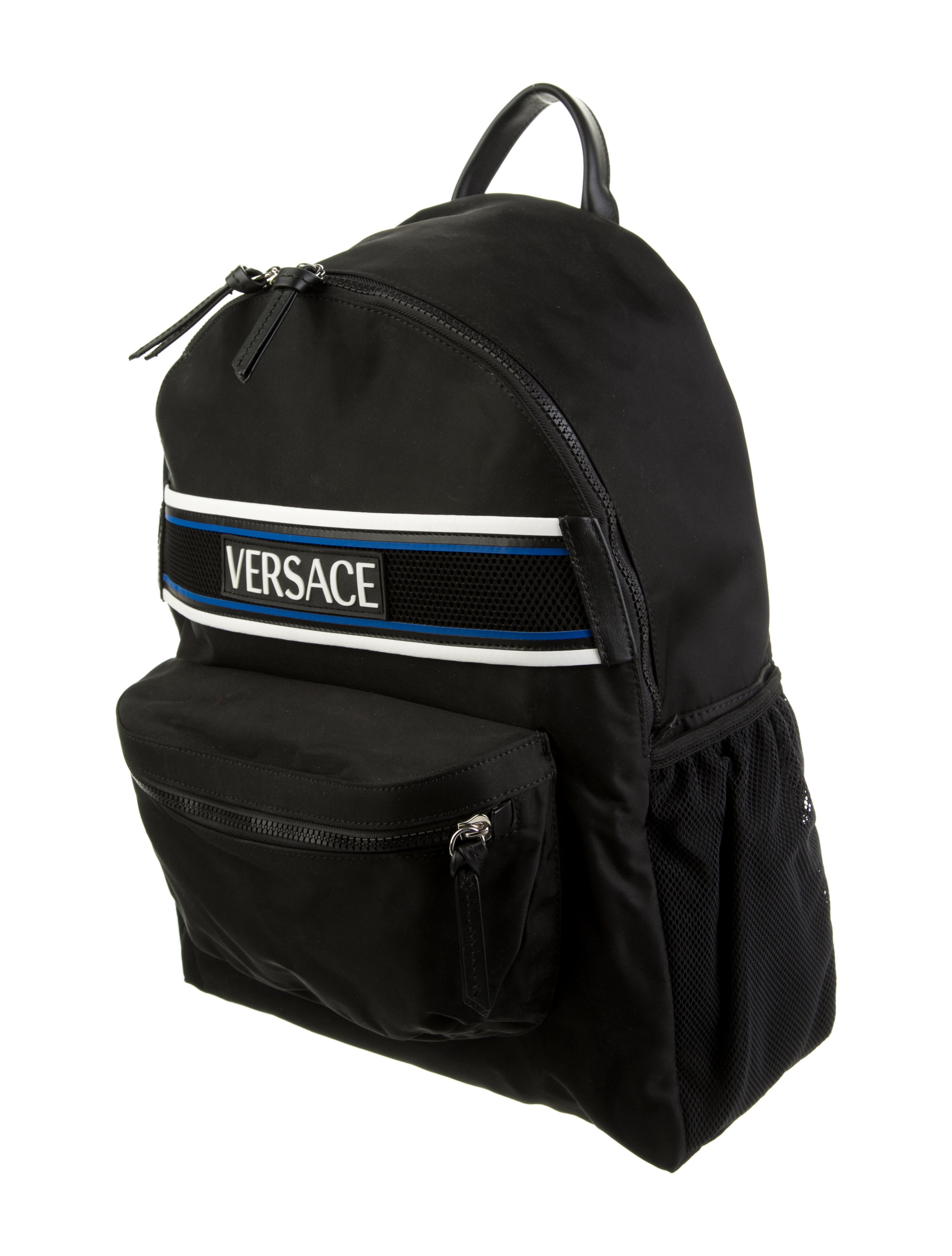 Versace Studded LeatherTrimmed Backpack Black Backpacks, Handbags