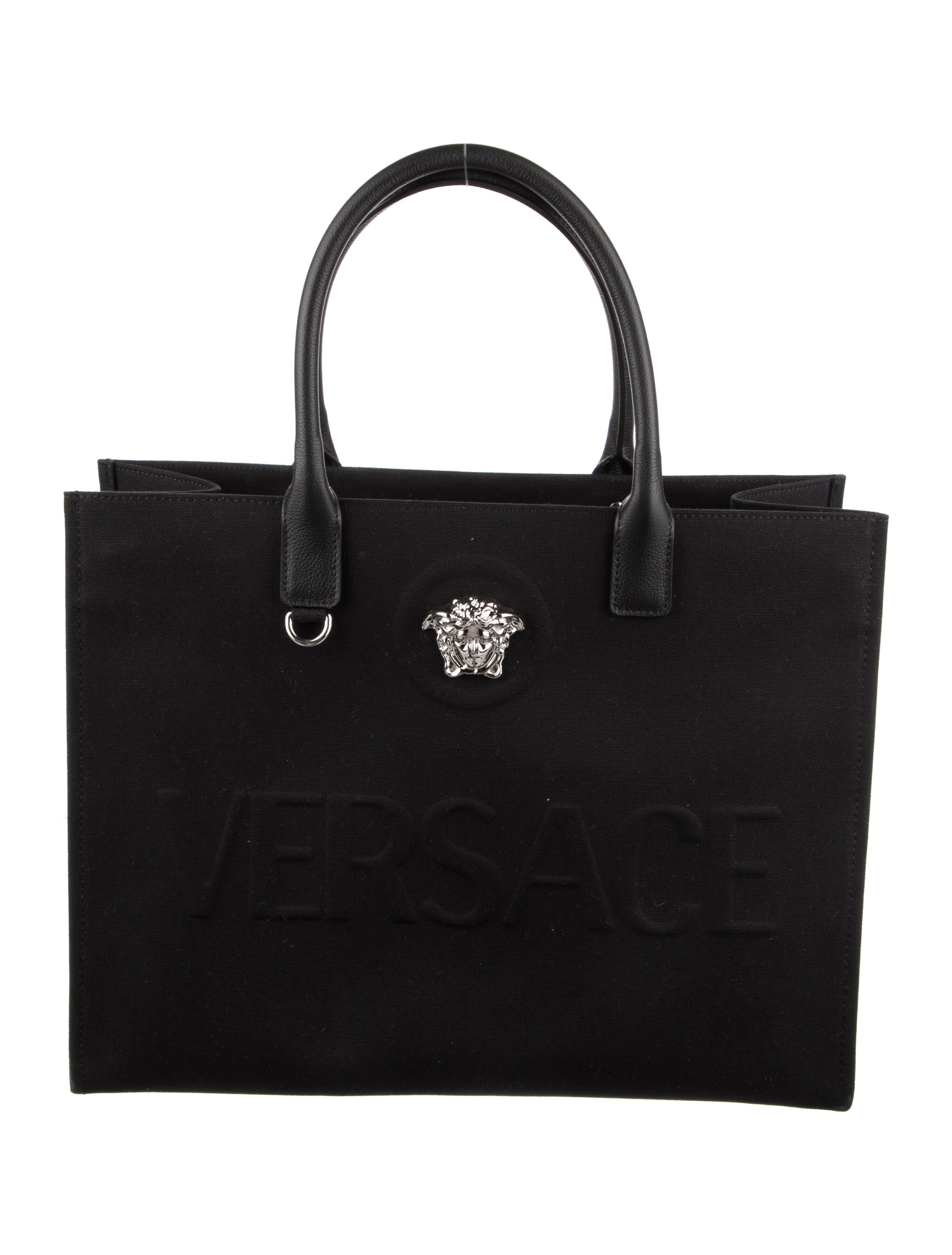Versace La Medusa Canvas Tote Bag Black Totes, Handbags VES117381