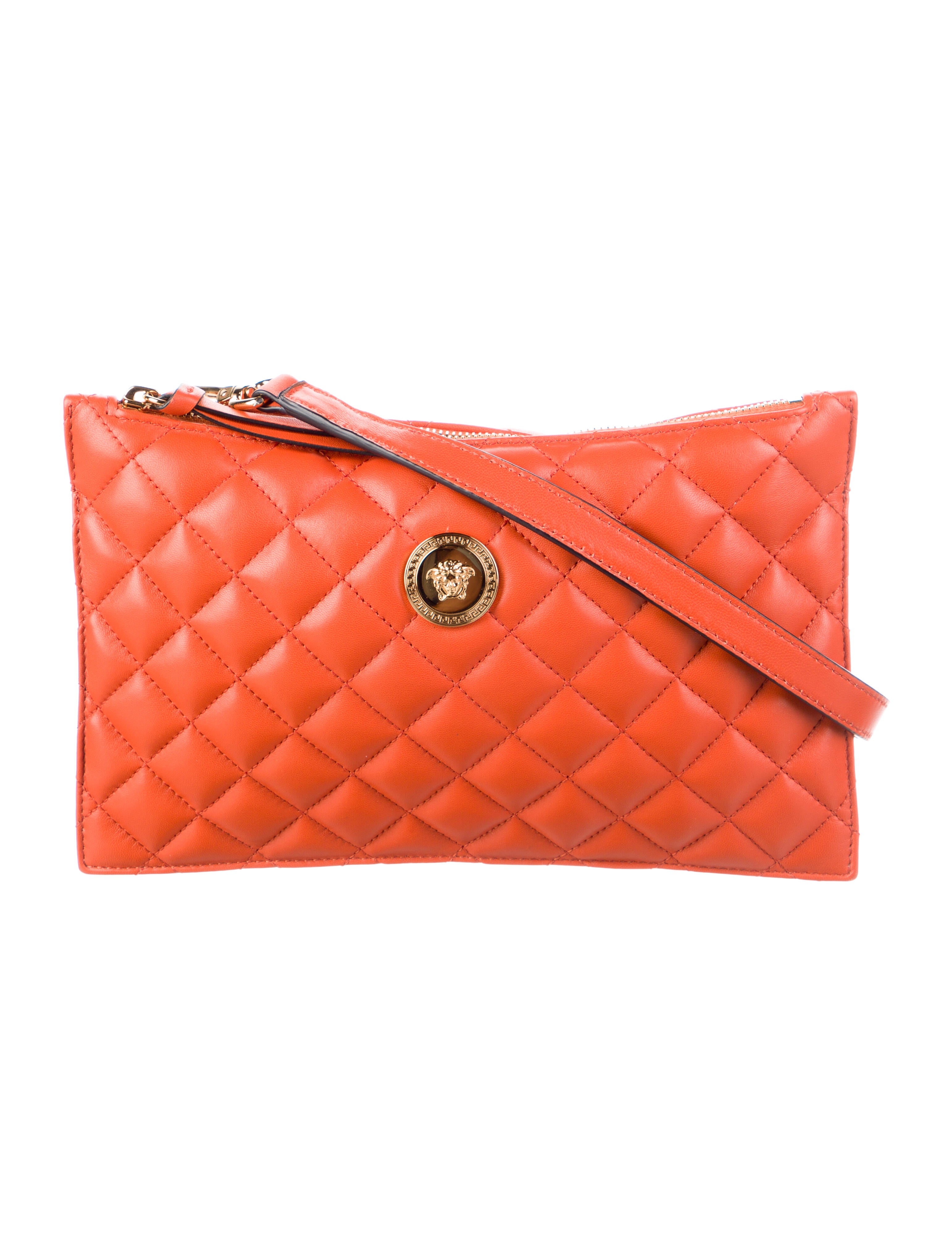 Versace Quilted Leather Crossbody Bag Orange Crossbody Bags, Handbags