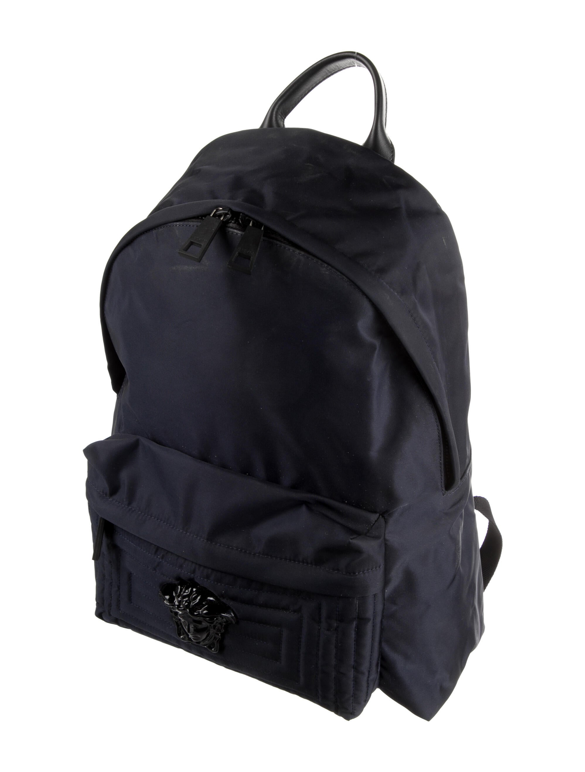 Versace Nylon Solid Backpack Blue Backpacks, Bags VES121003 The