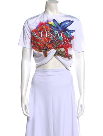 Versace Printed V-Neck Crop Top