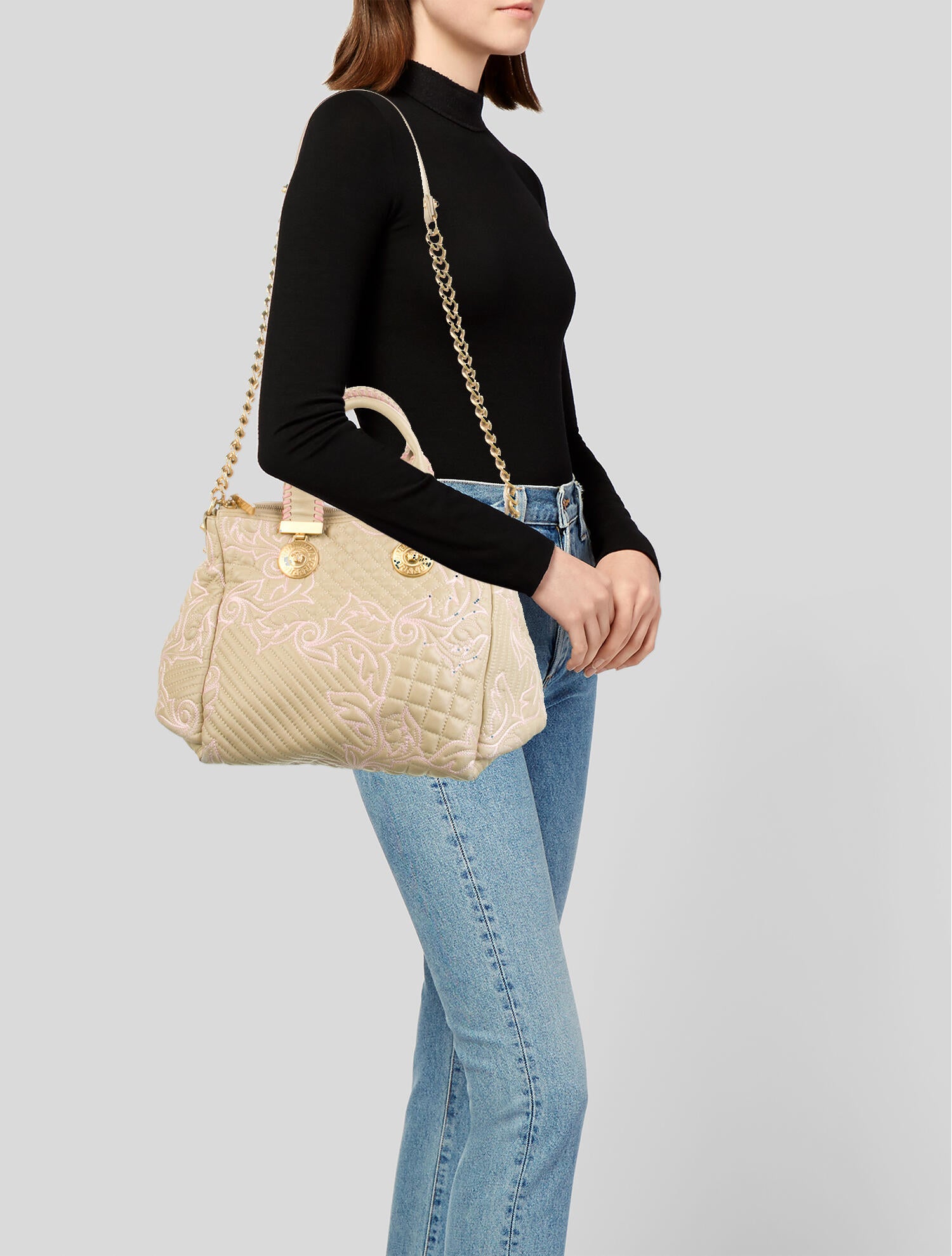 Versace Quilted Leather Vanitas Bag Neutrals Shoulder Bags, Handbags