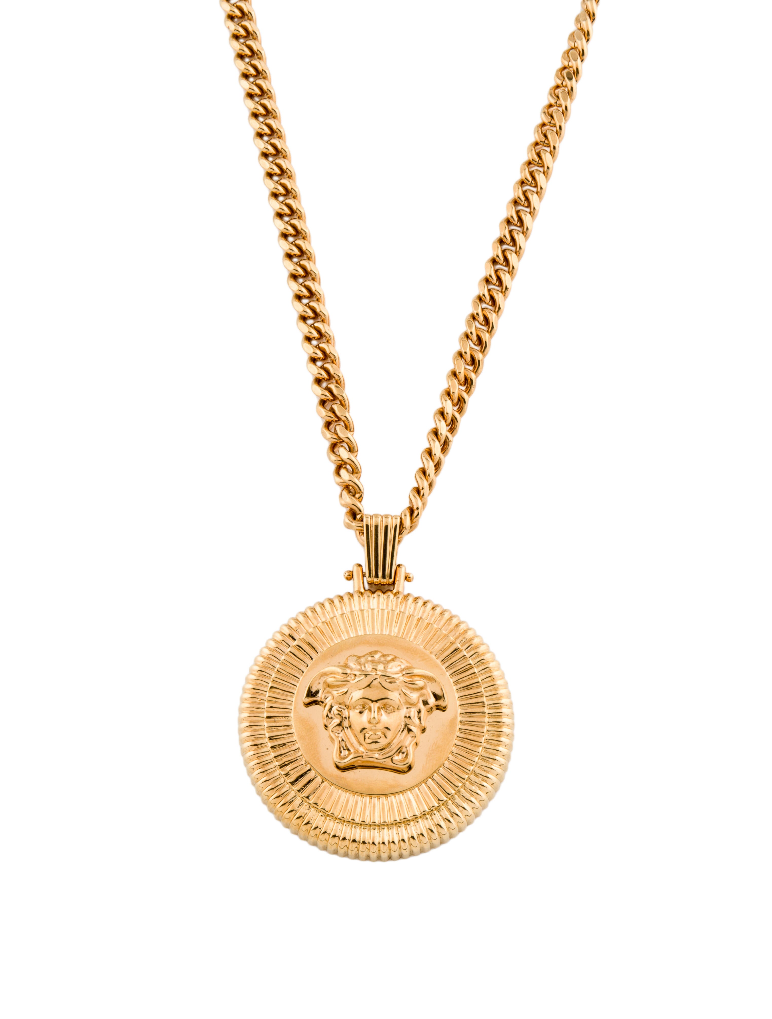 Versace Medusa Biggie Pendant Necklace GoldTone Metal Pendant