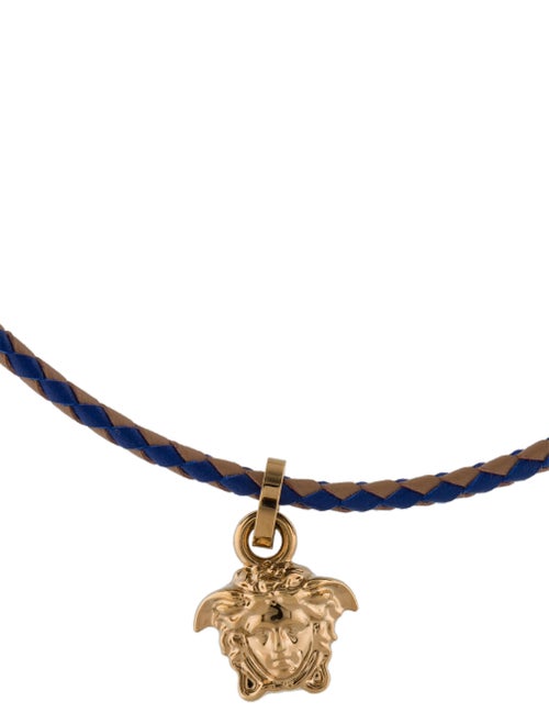 Versace Leather Medusa Head Pendant Necklace