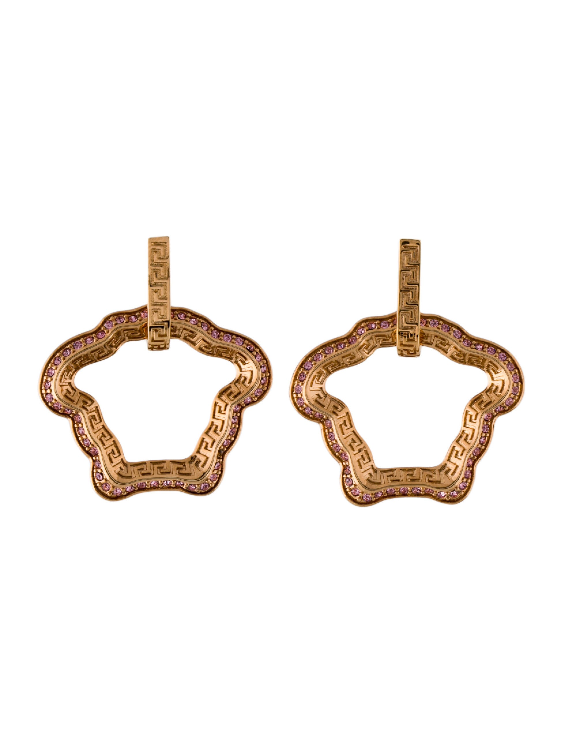 Versace Crystal La Medusa Curve Drop Earrings