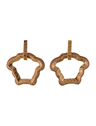 Versace Crystal La Medusa Curve Drop Earrings