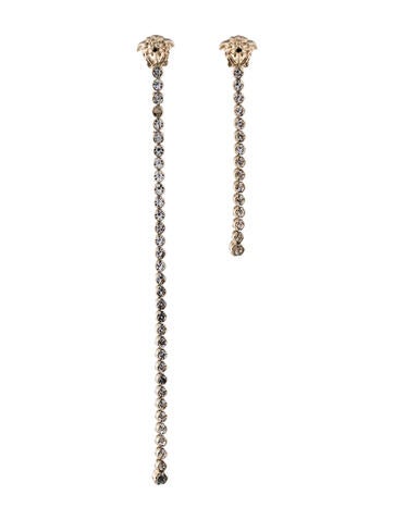 Versace Drop Asymmetric Medusa Crystal Earrings