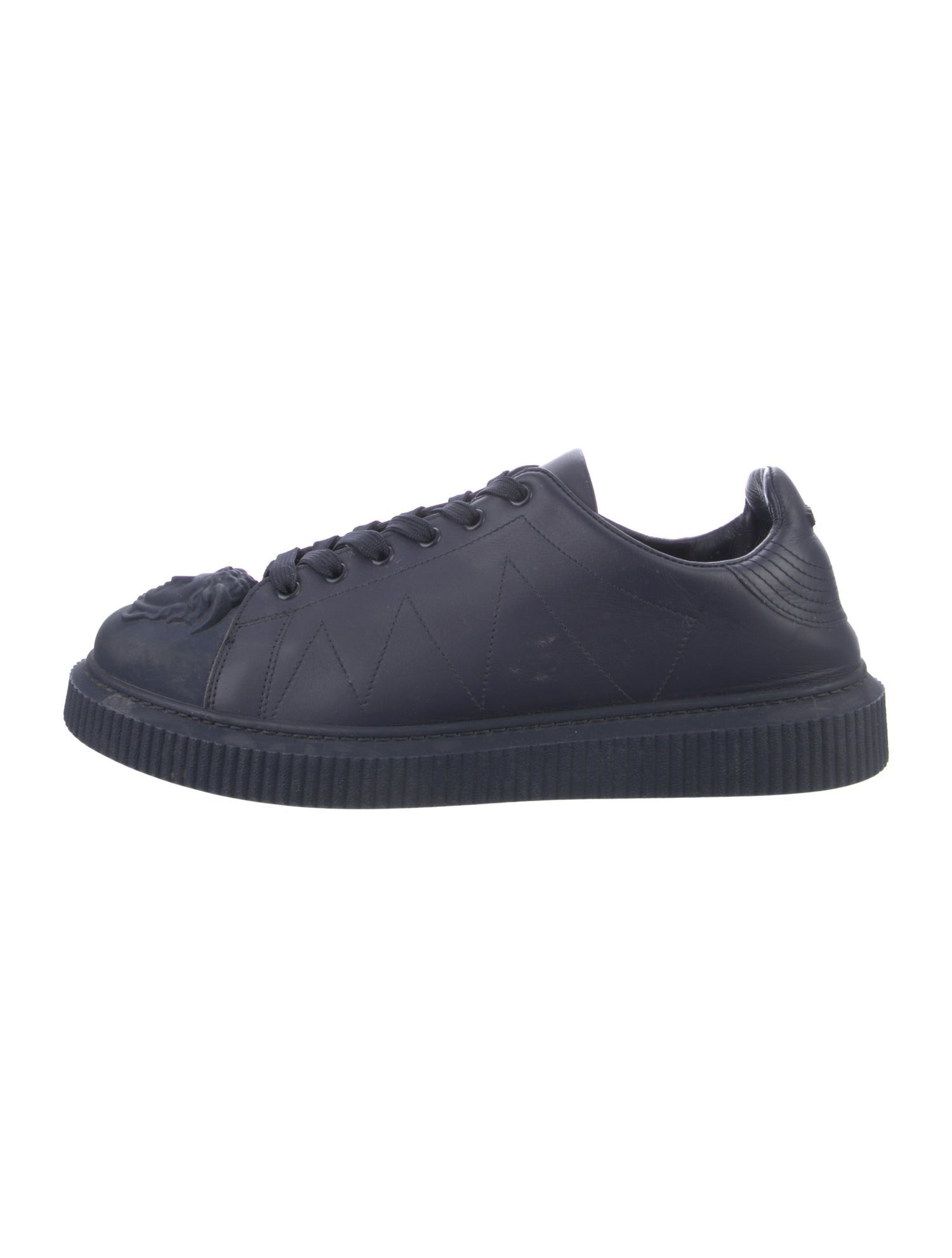 Versace Leather Sneakers Blue Sneakers, Shoes VES136053 The RealReal