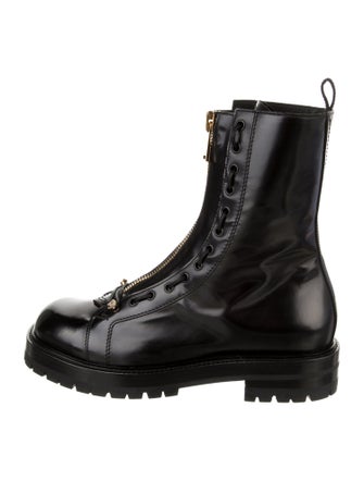 Versace Medusa Insignia Leather Combat Boots