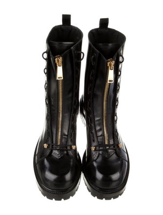 Versace Medusa Insignia Leather Combat Boots