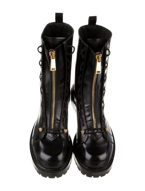 Versace Medusa Insignia Leather Combat Boots