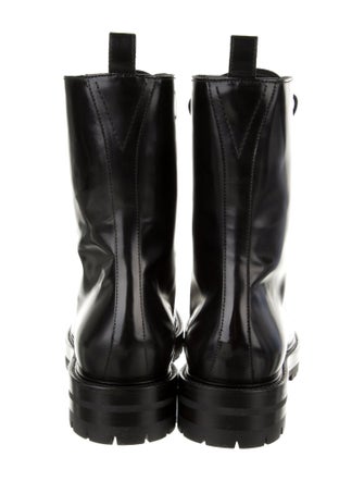 Versace Medusa Insignia Leather Combat Boots