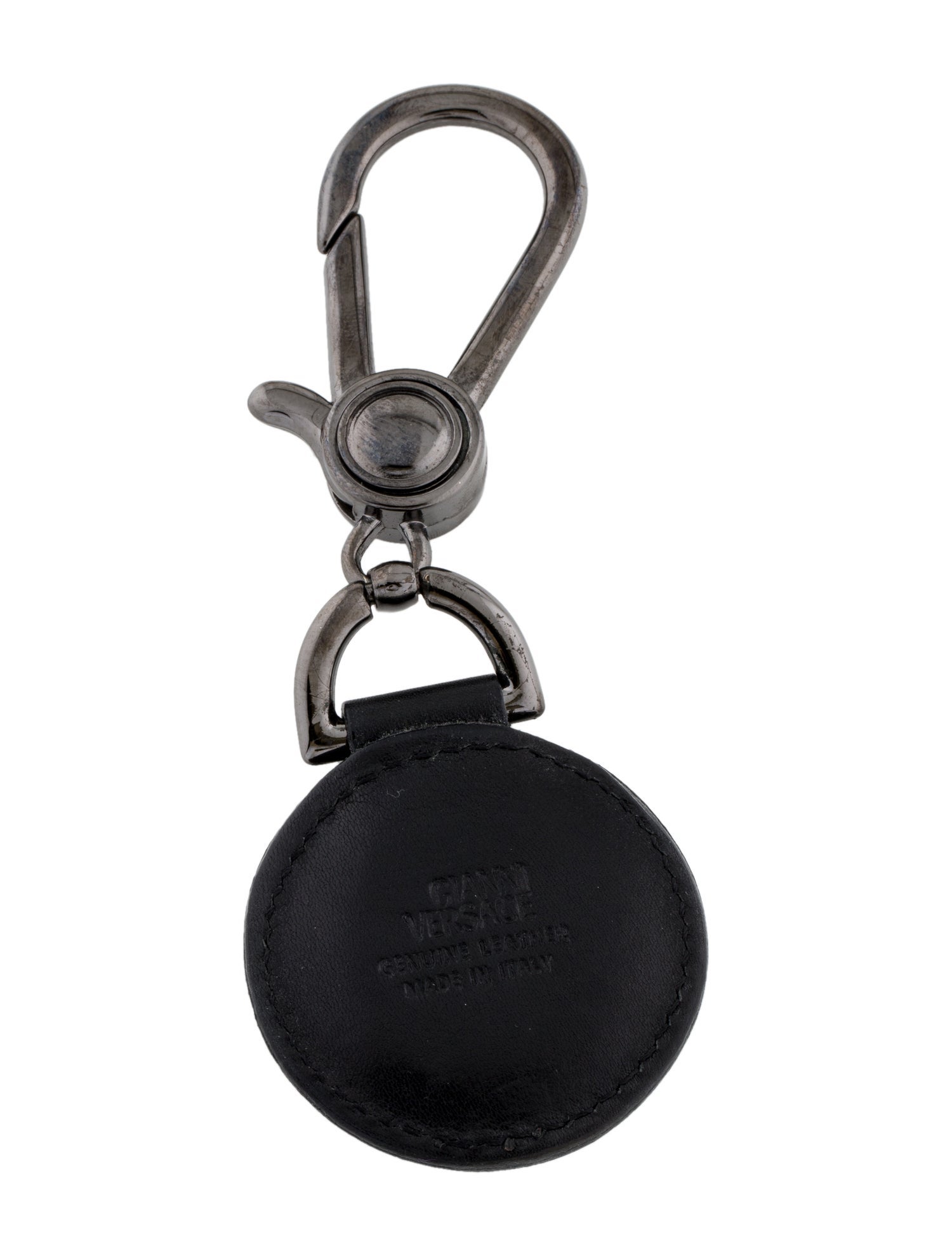 Gianni Versace Leather Keychain Black Keychains, Accessories