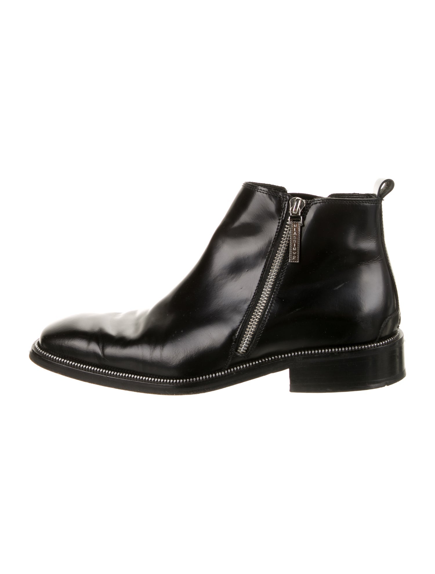 Versace Leather Chain-Link Accents Moto Boots - Black Boots, Shoes ...
