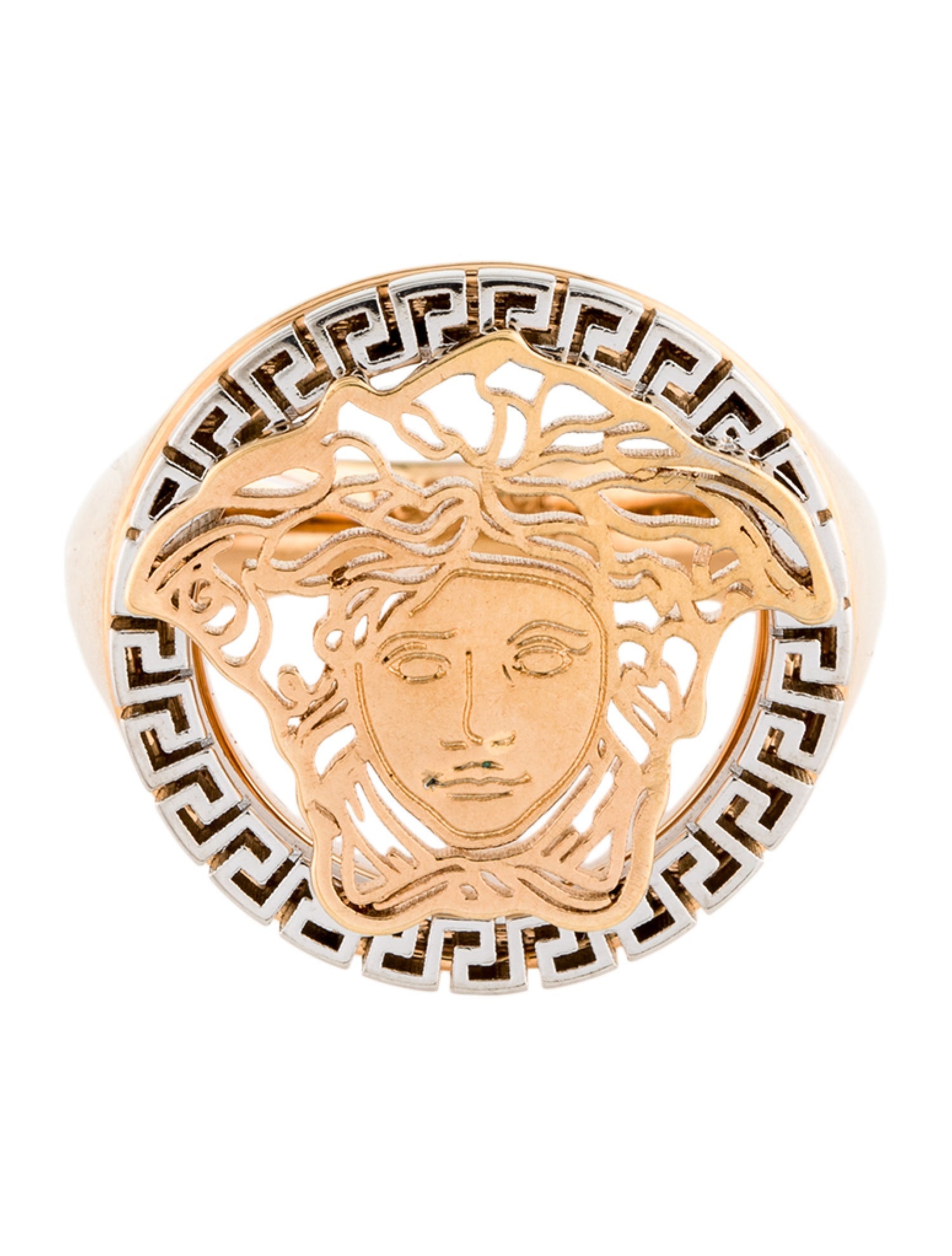 Versace Medusa & Greek Motif Bicolor Thick Ring - Cocktail Ring, Rings ...