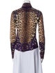 Versace Animal Print Long Sleeve Button-Up Top