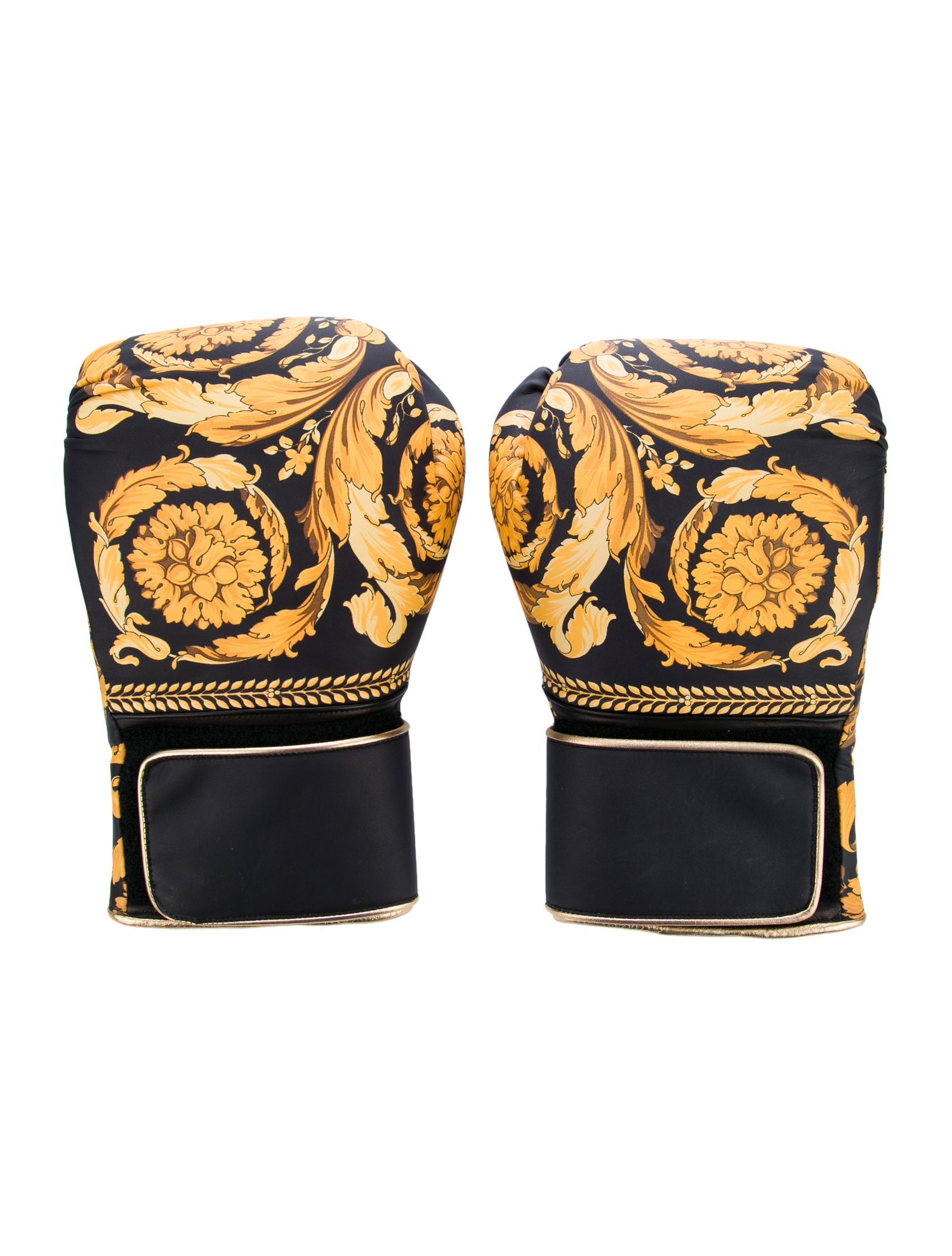 Versace Leather Barocco Printed Boxing Gloves
