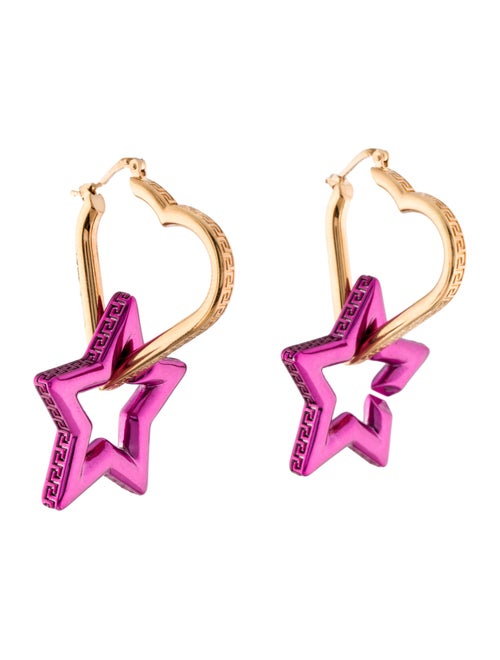 Versace Star & Heart Drop Hoop Earrings