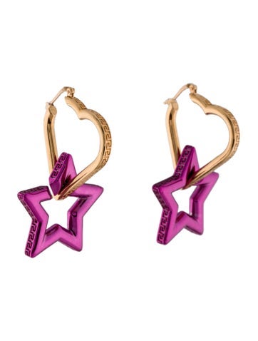 Versace Drop Star & Heart Hoop Earrings