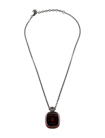 Versace Enamel Medusa Head Logo Pendant Necklace