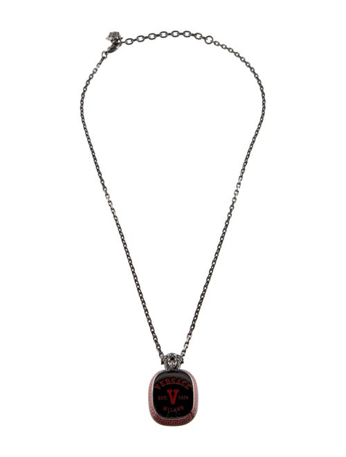 Versace Enamel Medusa Head Logo Pendant Necklace