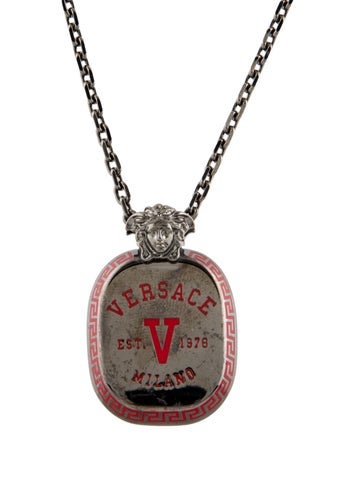 Versace Pendant Necklace Enamel Medusa Head Logo