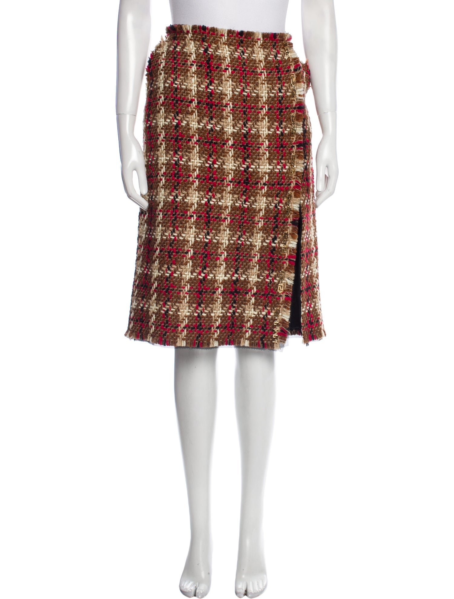 Versace Virgin Wool KneeLength Skirt w/ Tags Brown Skirts, Clothing