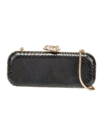 Versace Crystal-Embellished Python Clutch