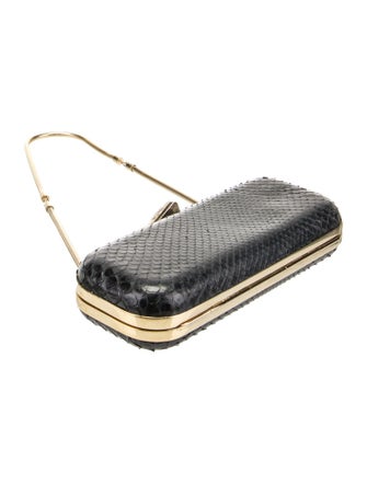 Versace Crystal-Embellished Python Clutch