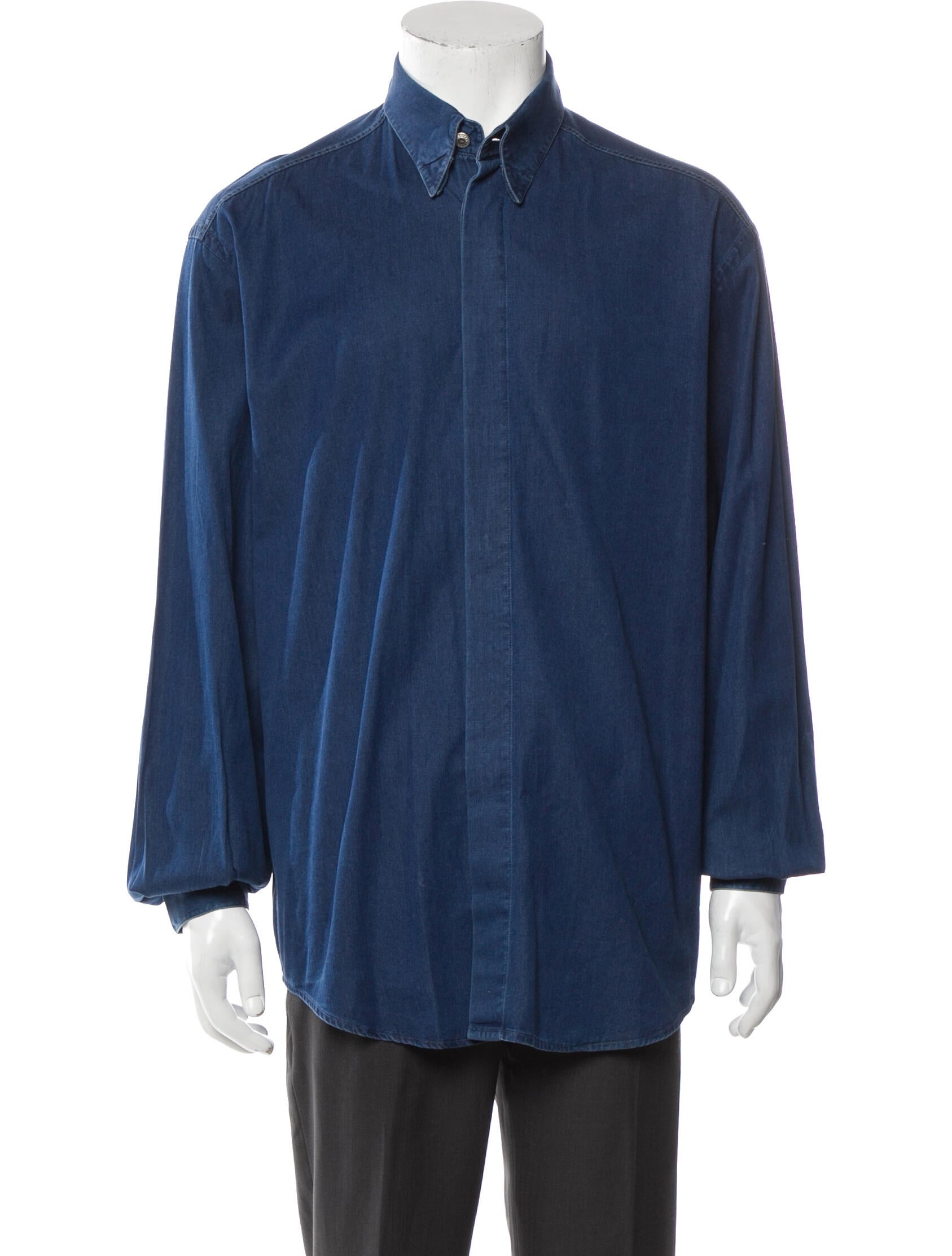 Versace Overcoat Blue Outerwear, Clothing VES161788 The RealReal