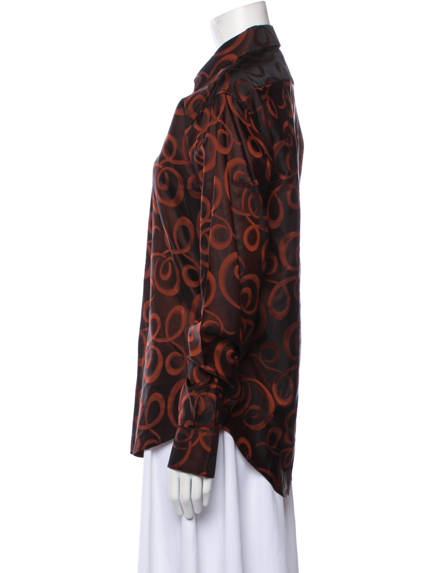 Versace Printed Long Sleeve Button-Up Top