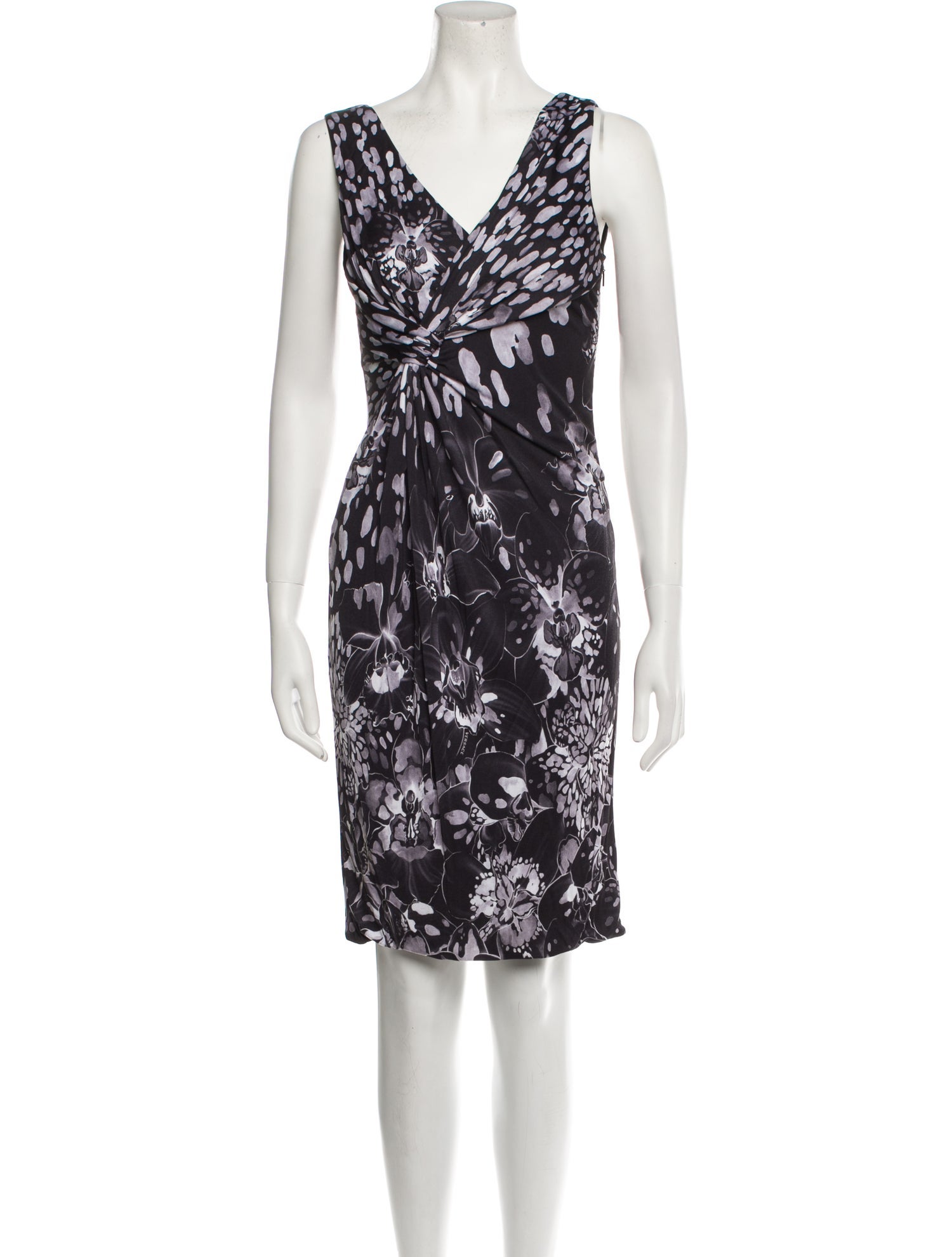 Versace Floral Print Knee-Length Dress