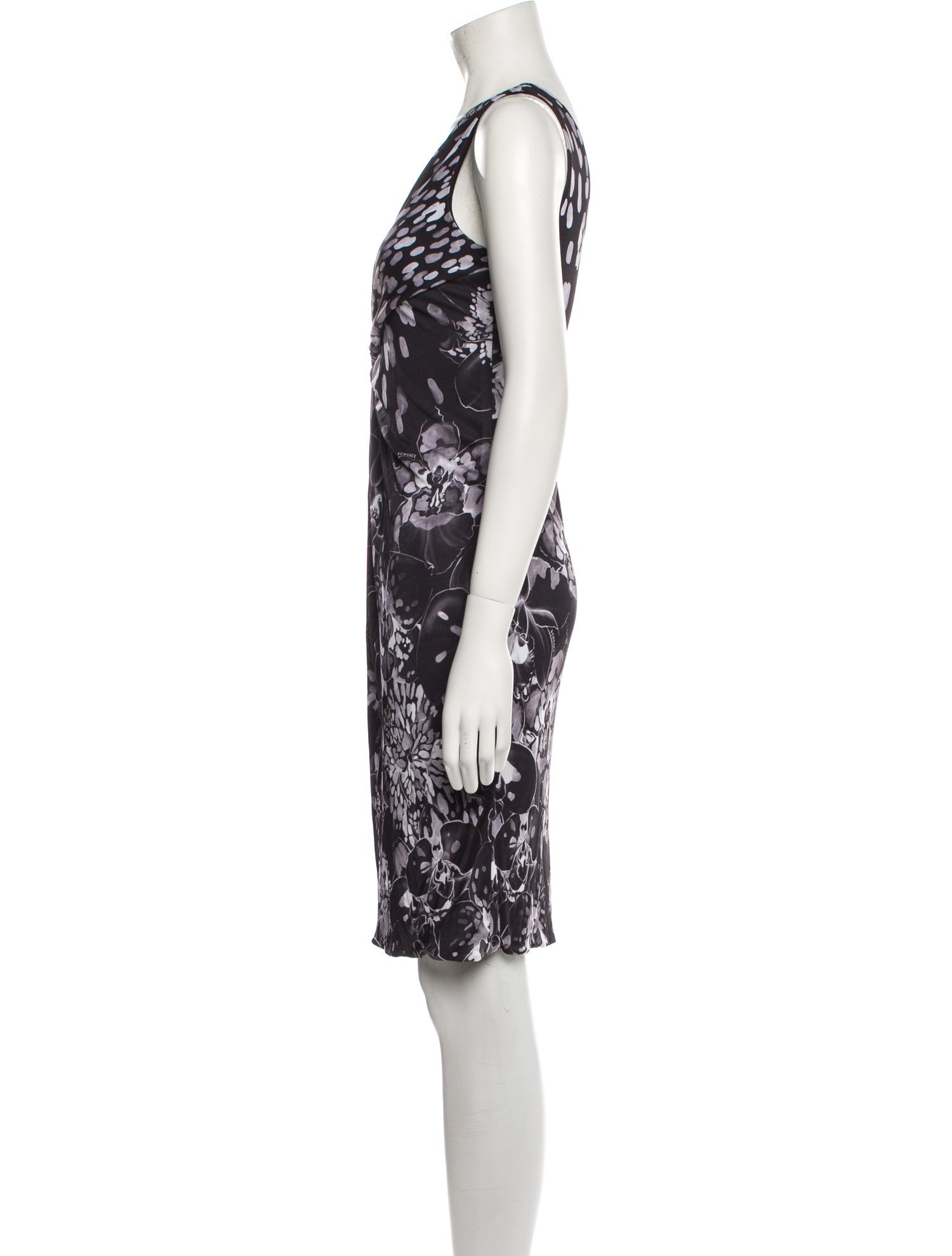 Versace Floral Print Knee-Length Dress