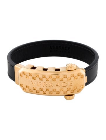 Versace Wrap Leather Logo Medusa Bracelet