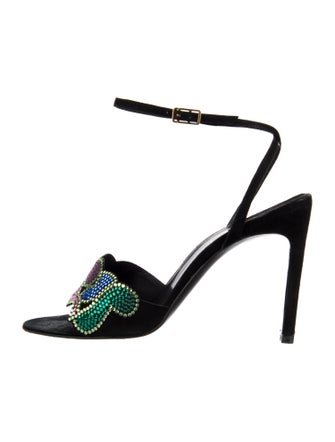 Versace Suede Patterned Slingback Sandals
