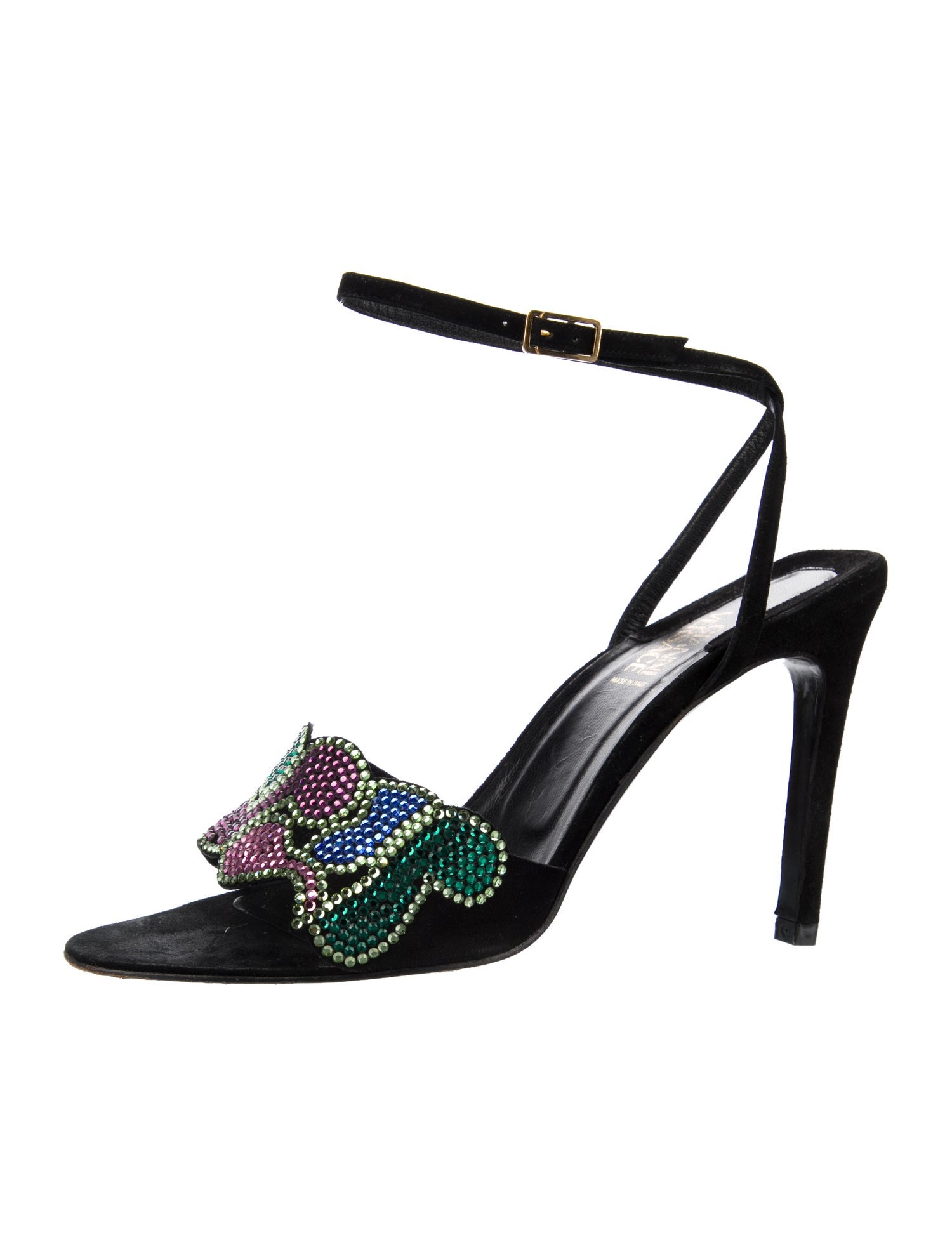 Versace Suede Patterned Slingback Sandals