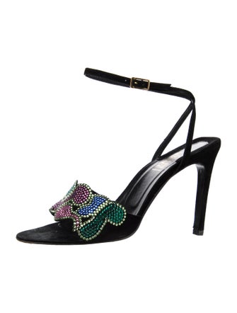 Versace Suede Patterned Slingback Sandals