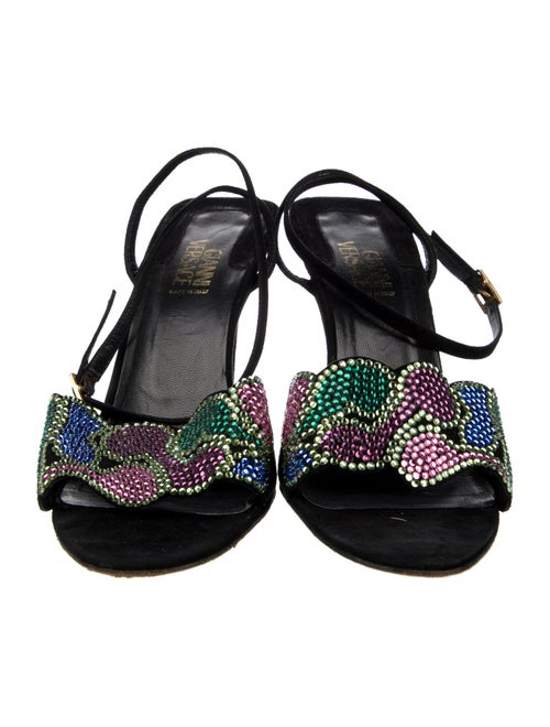 Versace Suede Patterned Slingback Sandals