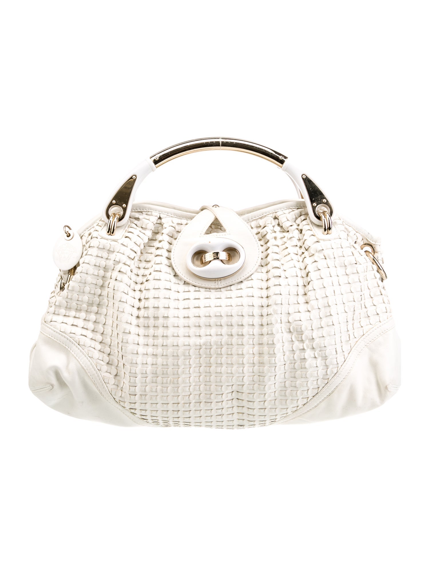 Versace Leather Top Handle Bag Neutrals Handle Bags, Handbags