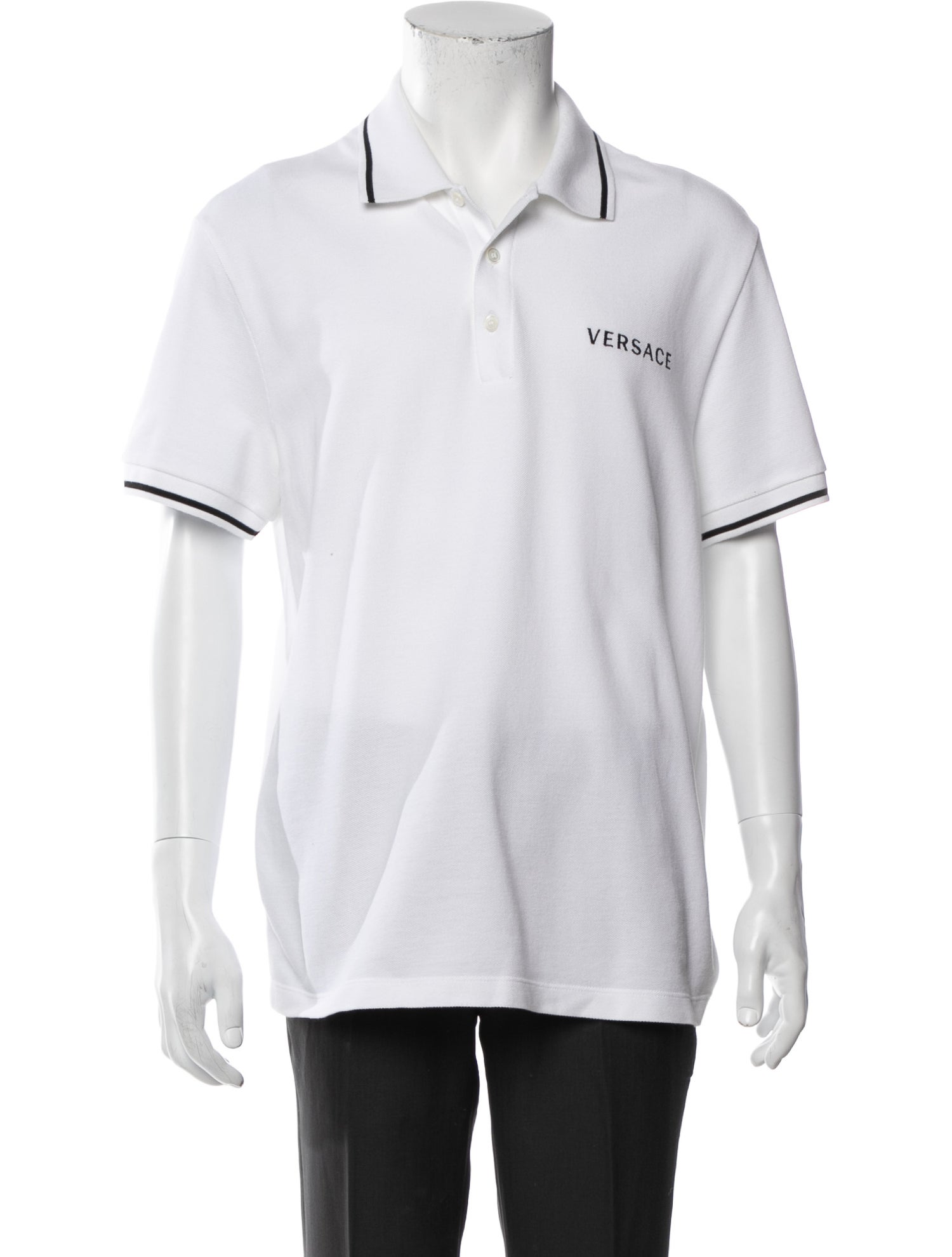 Versace Collar Short Sleeve Polo Shirt White Polos, Clothing