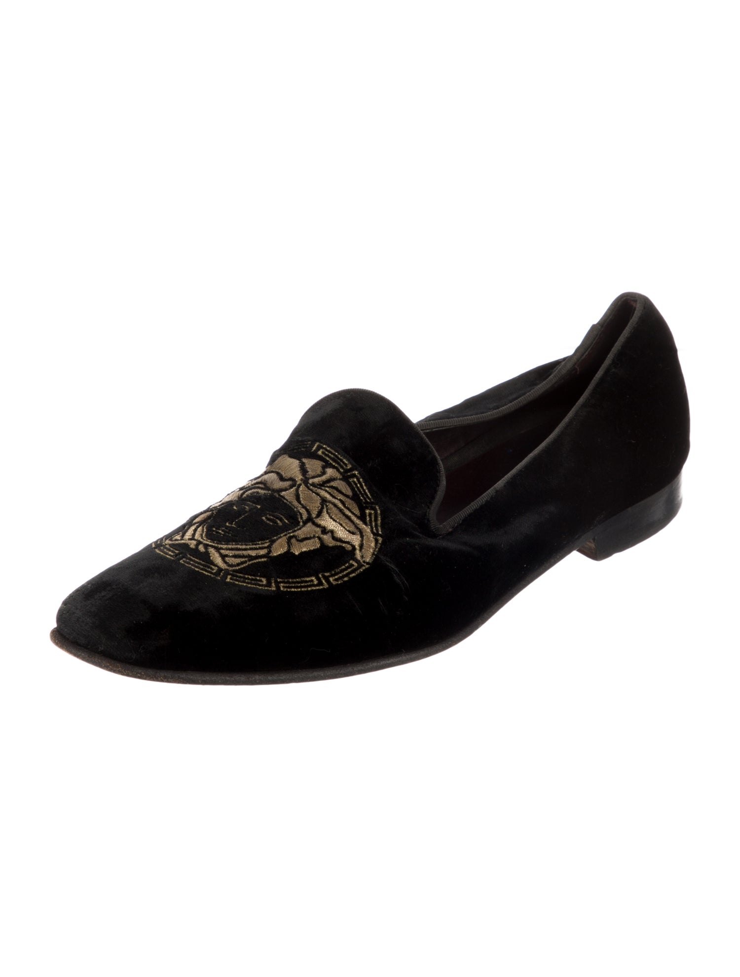 Versace Medusa Insignia Velvet Loafers
