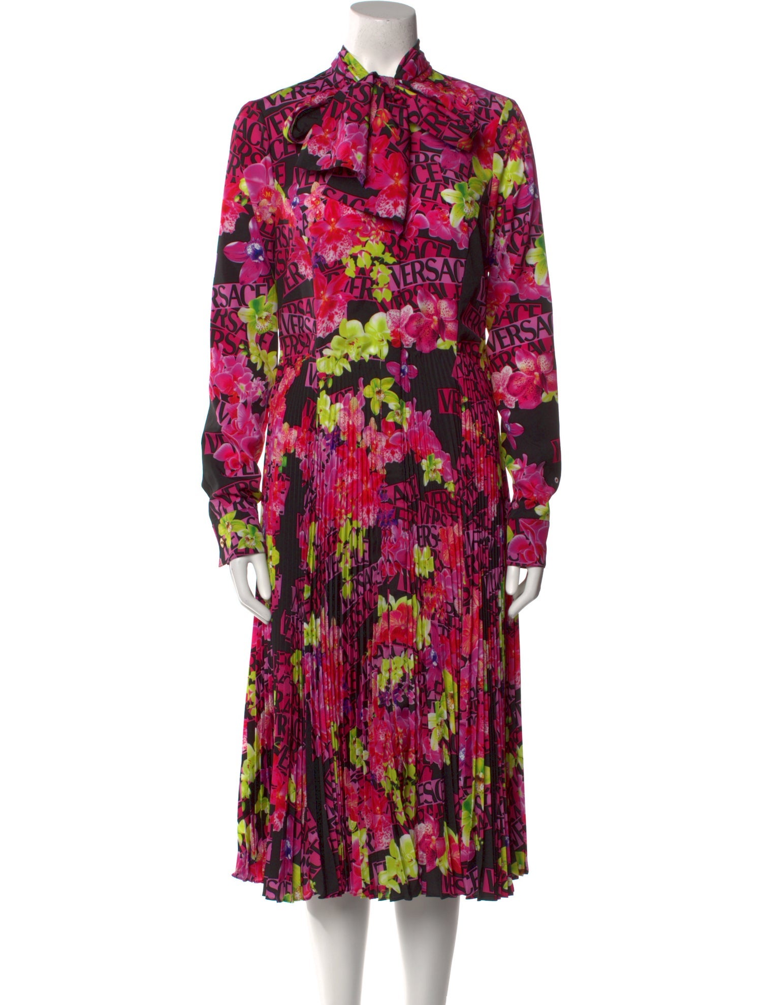Versace Floral Print Midi Length Dress
