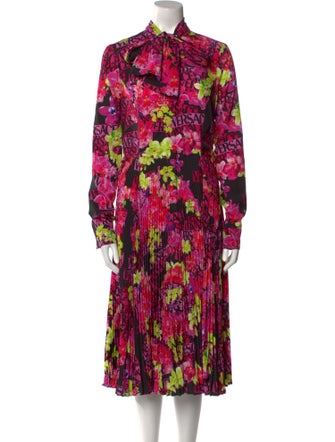 Versace Floral Print Midi Length Dress