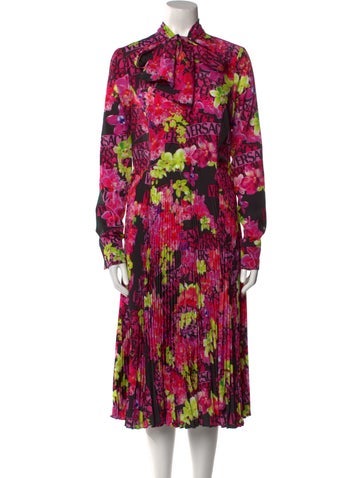 Versace Dresses Floral Print Midi Length Dress Us4, It40 | S