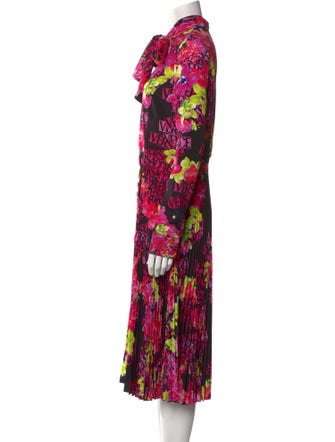 Versace Floral Print Midi Length Dress