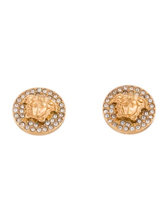 Versace Crystal Medusa Stud Earrings