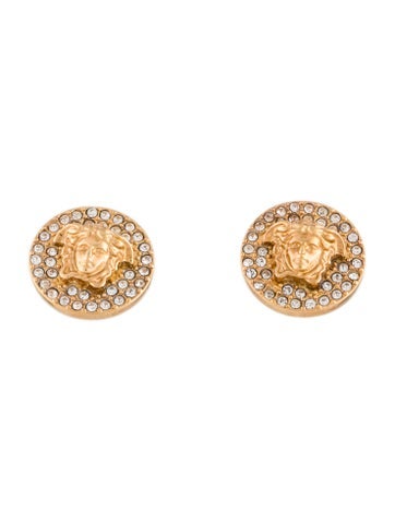 Versace Stud Crystal Medusa Earrings