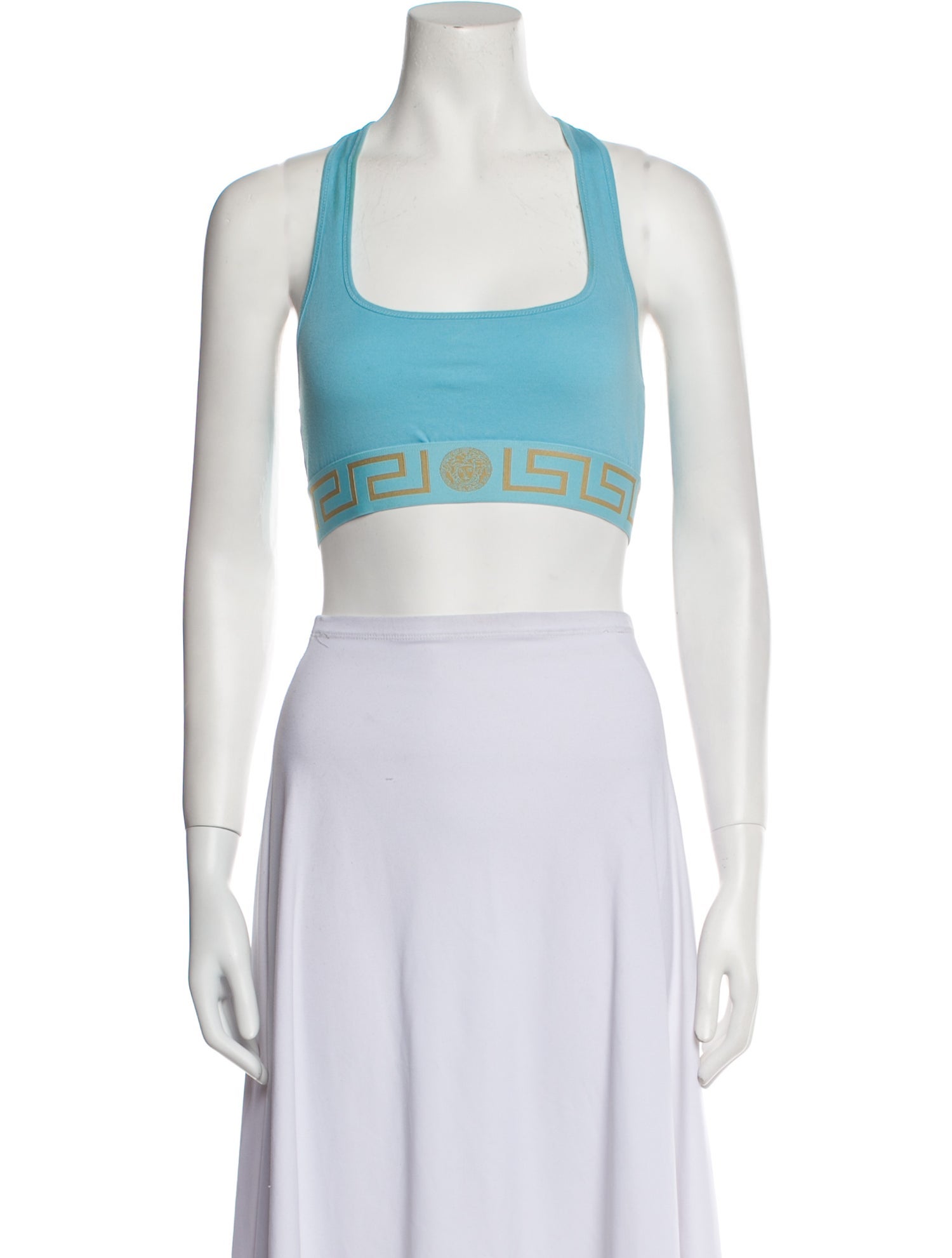 Versace Graphic Print Square Neckline Crop Top
