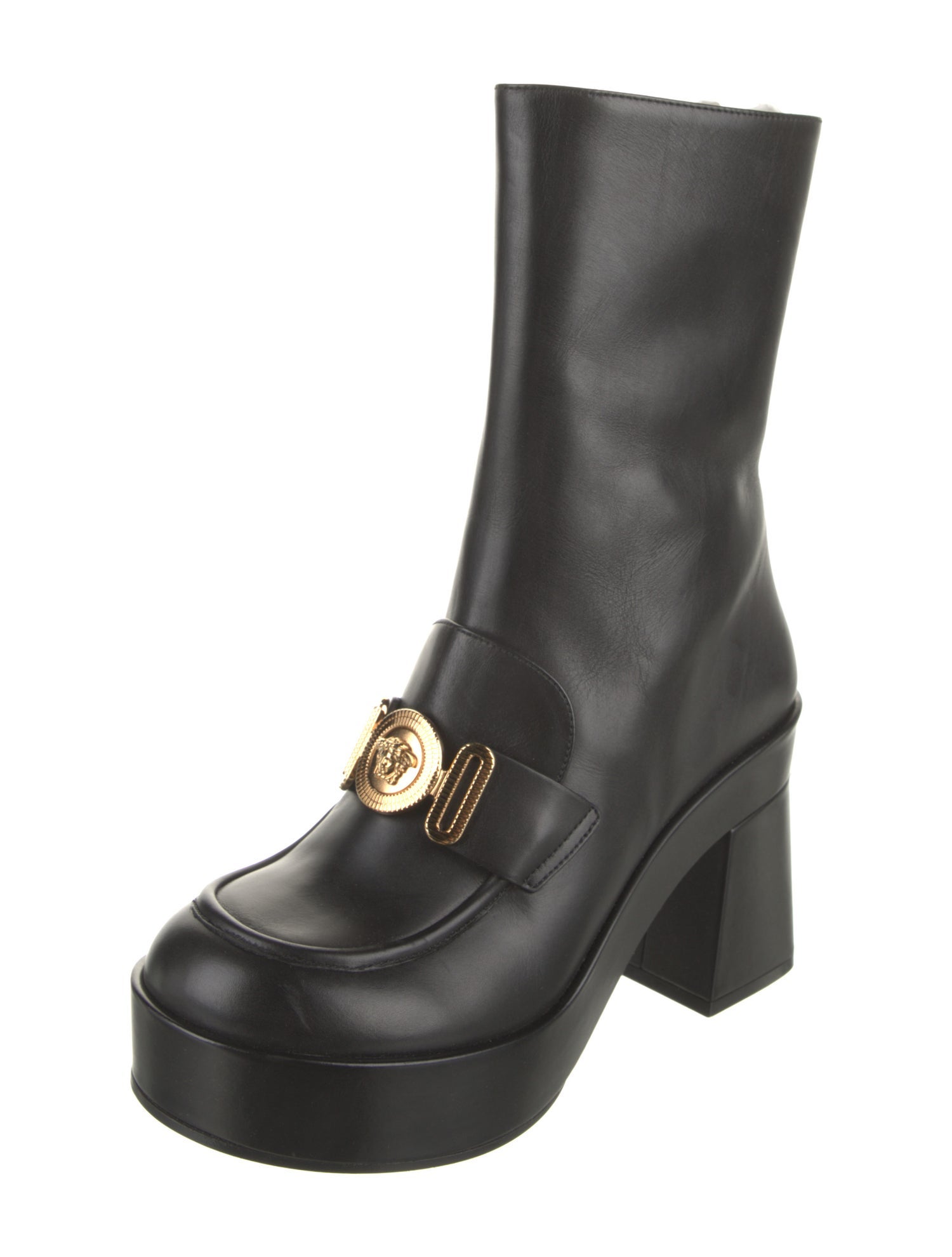 Versace Medusa Insignia Calf Leather Boots